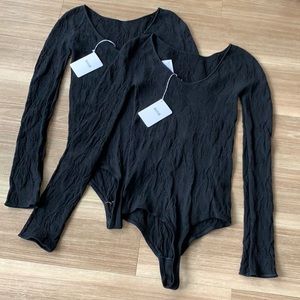 Wolford wool blend black longsleeve crew neck shape wear